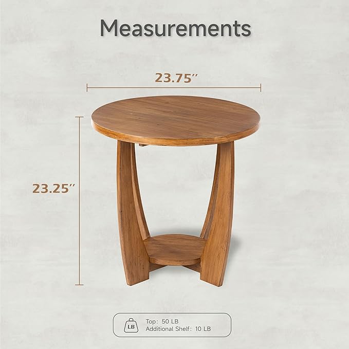 Round Farmhouse End Table for Small Spaces, French Country Accent Side Table - Image 2