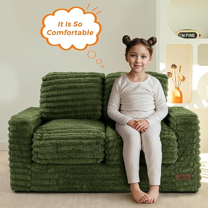 MAXYOYO Extra Wide Kids Bean Bag Chair, Comfy Faux Fur Bean Bag Sofa - Image 3