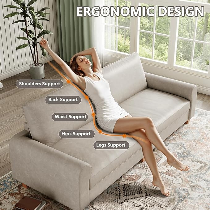 EASE MOOSE 88.5" Large Seat Faux Leather Loveseat Sofa, Waterproof and - Image 6