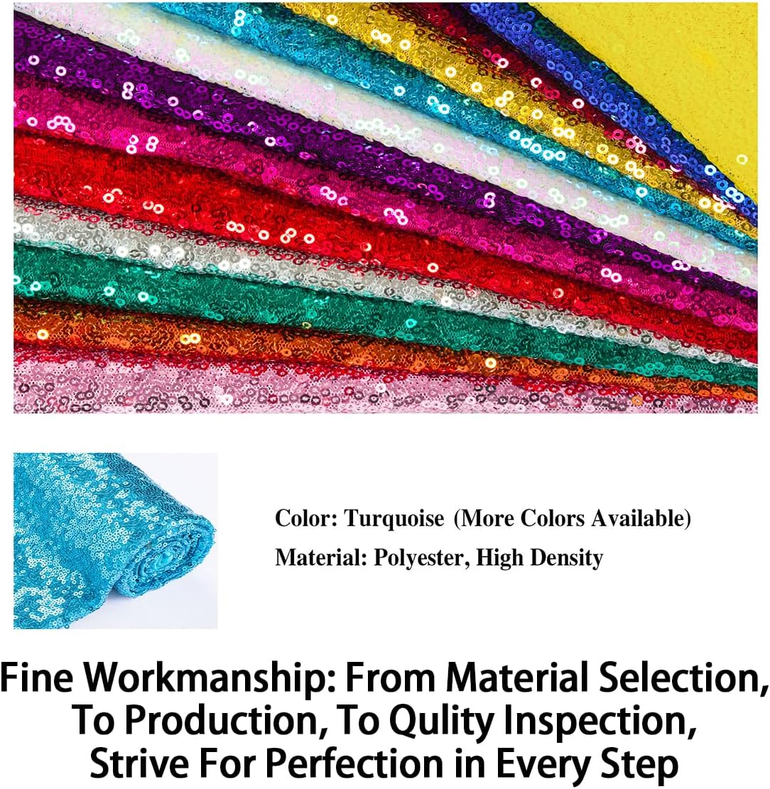 ShinyBeauty Sequin Aisle Runners 2Ft x 15Ft Turquoise Carpet Runner for Party Glitter Runner for Wedding N116