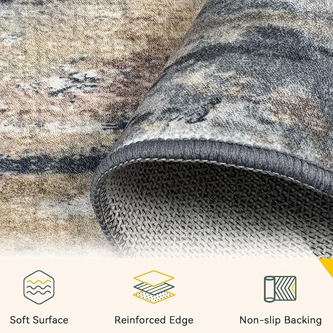 RELEANY Washable Area Rugs 8'x10' Non-Slip Modern Abstract Soft - Image 4