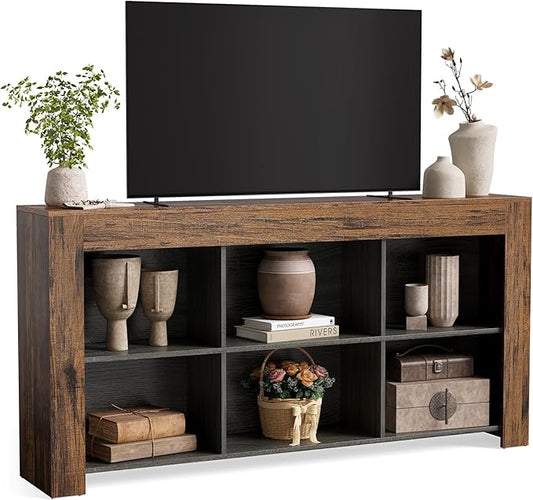 LITTLE TREE TV Stand with Storage, 63-Inch Entertainment Center with Shelves by LITTLETREE