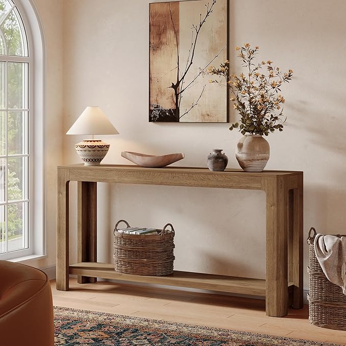 Tribesigns 63 Inch Entryway Console Table, 2-Tier Farmhouse Narrow Sofa Table - Image 4