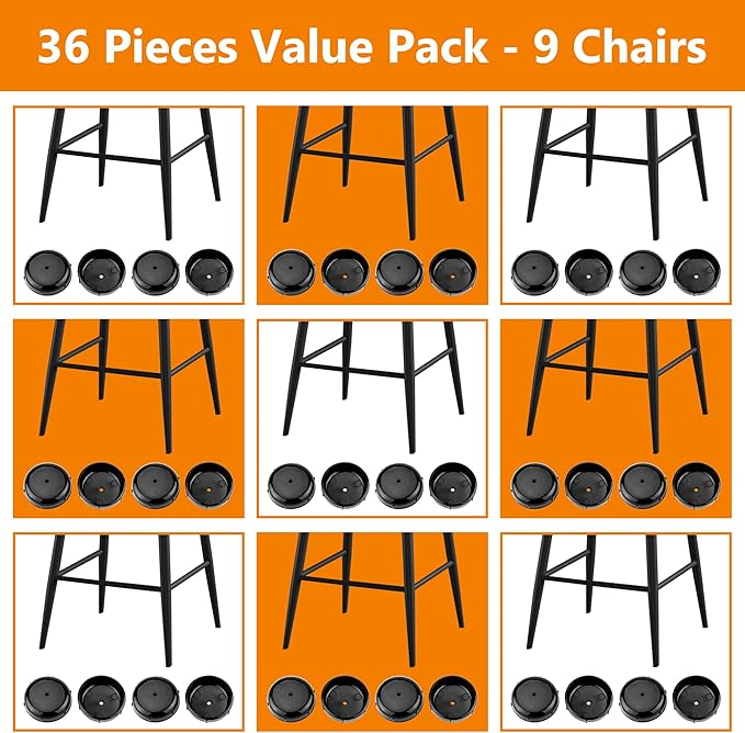 36-Pack Wrought Iron Patio Furniture Feet Caps 1-1/2 inch Round Plastic Outdoor - Image 10
