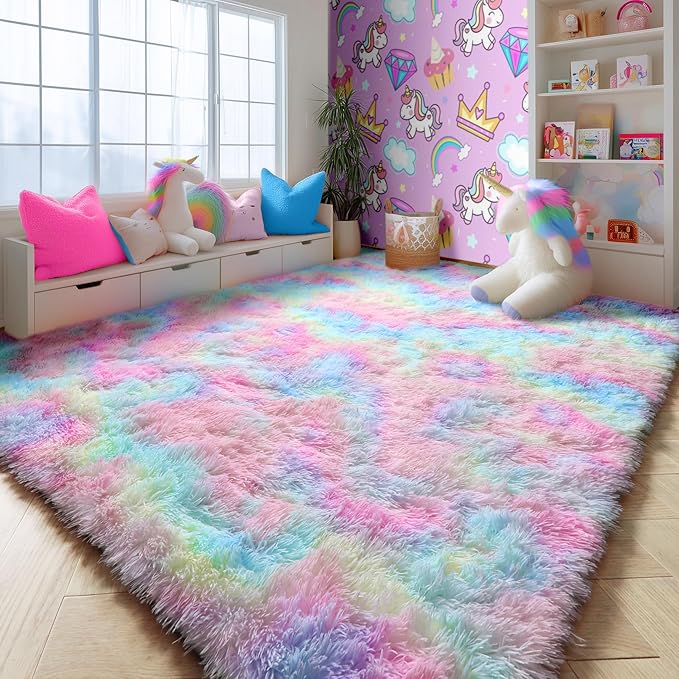PAGISOFE Fluffy Vibrant Area Rugs by PAGISOFE