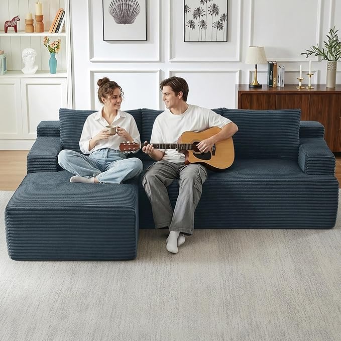 96" Cloud Sectional Couch with L-Shape Chaise, Modular Comfy Sofa Chaise Longue - Image 6