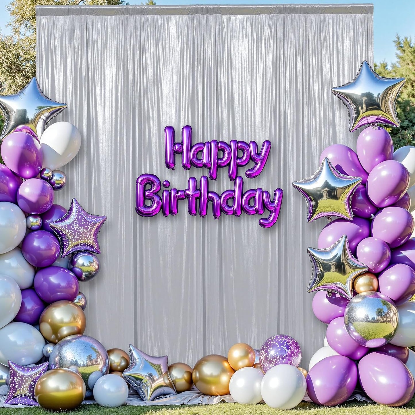 leegleri 30x10ft Thick Silver Glitter Backdrop Curtain Panels for Parties, Wrinkle Free Sequin Sparking Photo Backdrop Drapes, 6Panels 5x10ft Shimmer Back Drop Cloth for Wedding Birthday Photography