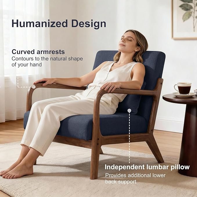Mid Century Accent Chair, Comfy Arm Chair - Image 4