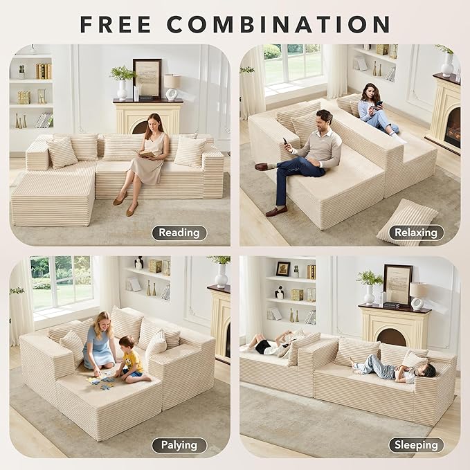 Hetoy Oversized L Shape Modular Sofa, Soft Modular Sectional Couch - Image 4