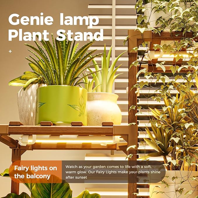 Bamworld Plant Stand with Grow Lights Large Plant Shelf - Image 3