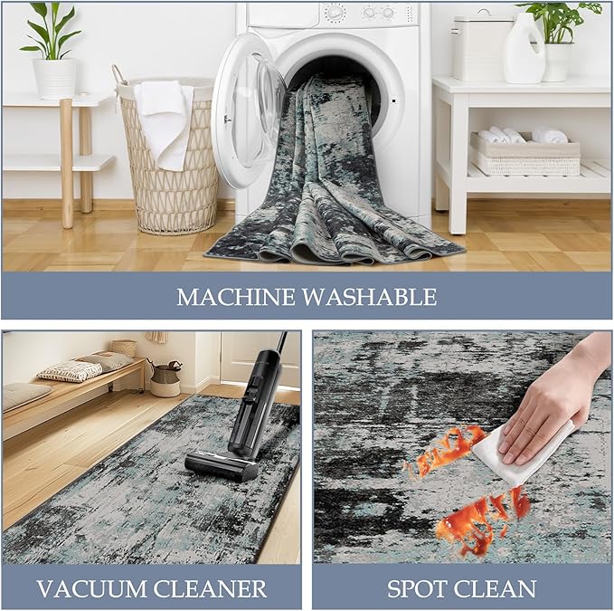 RELEANY Washable Area Rugs 6ft Non-Slip Modern Abstract Soft - Image 8