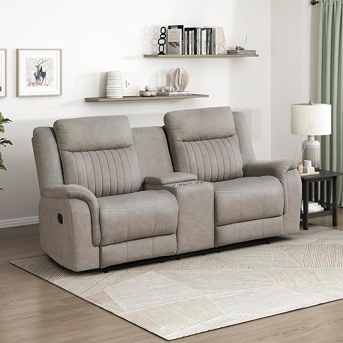 Lexicon Manual Double Reclining Loveseat, Polished Microfiber Manual Wall by Lexicon