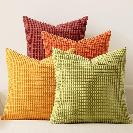 MIULEE Fall Decorative Pillow Covers 20x20 Inch Set of 4 Burnt Orange Green by MIULEE