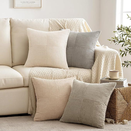 MIULEE Neutral Decorative Throw Pillow Covers 20x20 Inch Set of 4 by MIULEE
