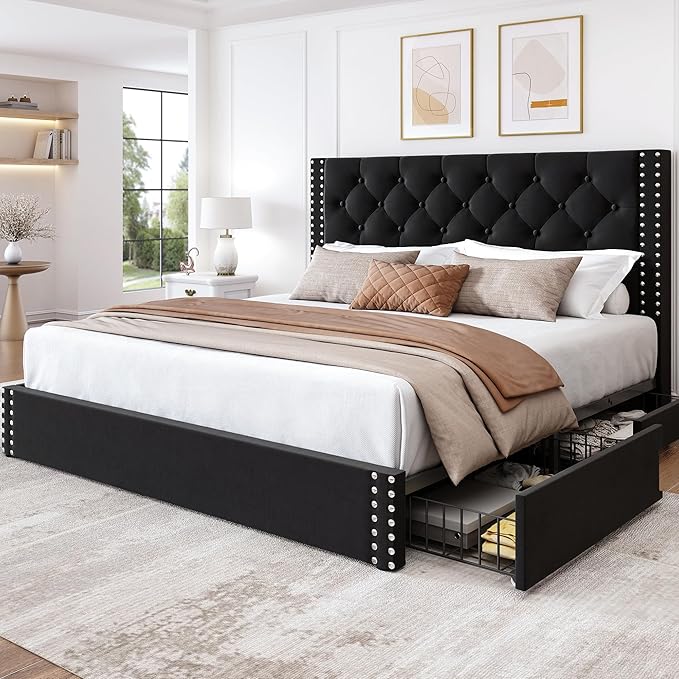 LARMACE Queen Size Platform Bed Frame by LARMACE