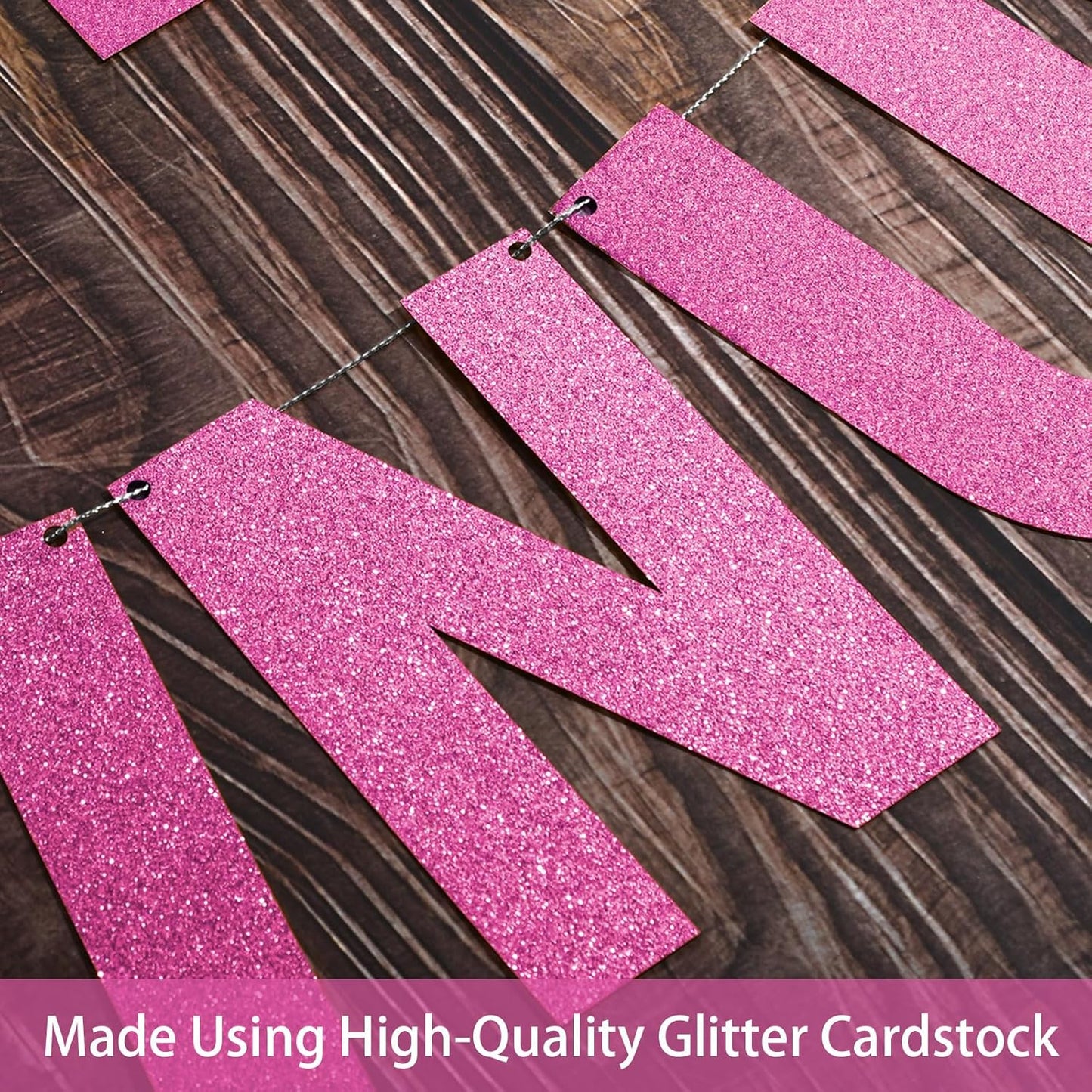 TaoBary 112 Pcs DIY Letter Custom Banner Glitter Customizable Banner Kit Including 107 Letters and Numbers 3 Rope for Valentine Birthday Party(Pink)