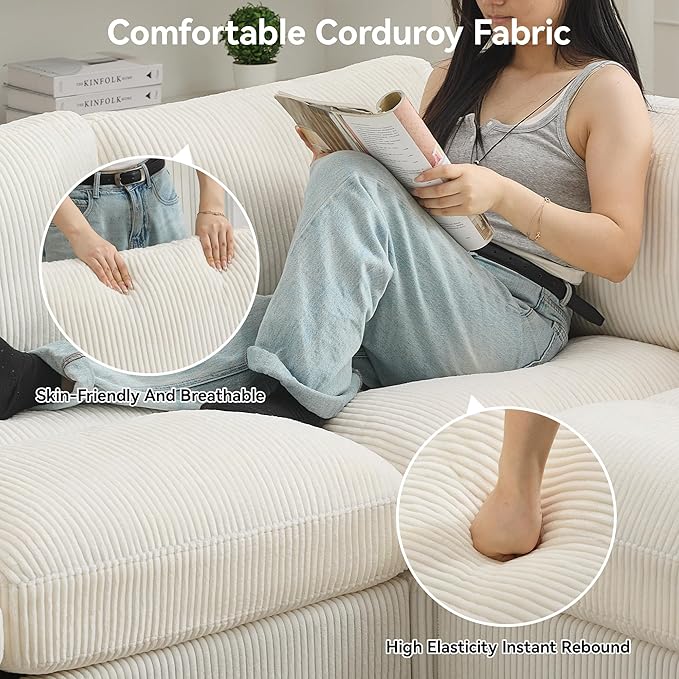87'' V-Shaped Sectional Sofa Couch, 5-Seater Modular Couches - Image 4