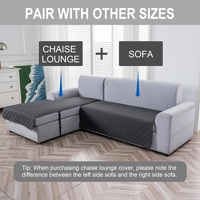 Genina L Shape Couch Cover, Sectional Couch Chaise Covers, Waterproof Washable - Image 2