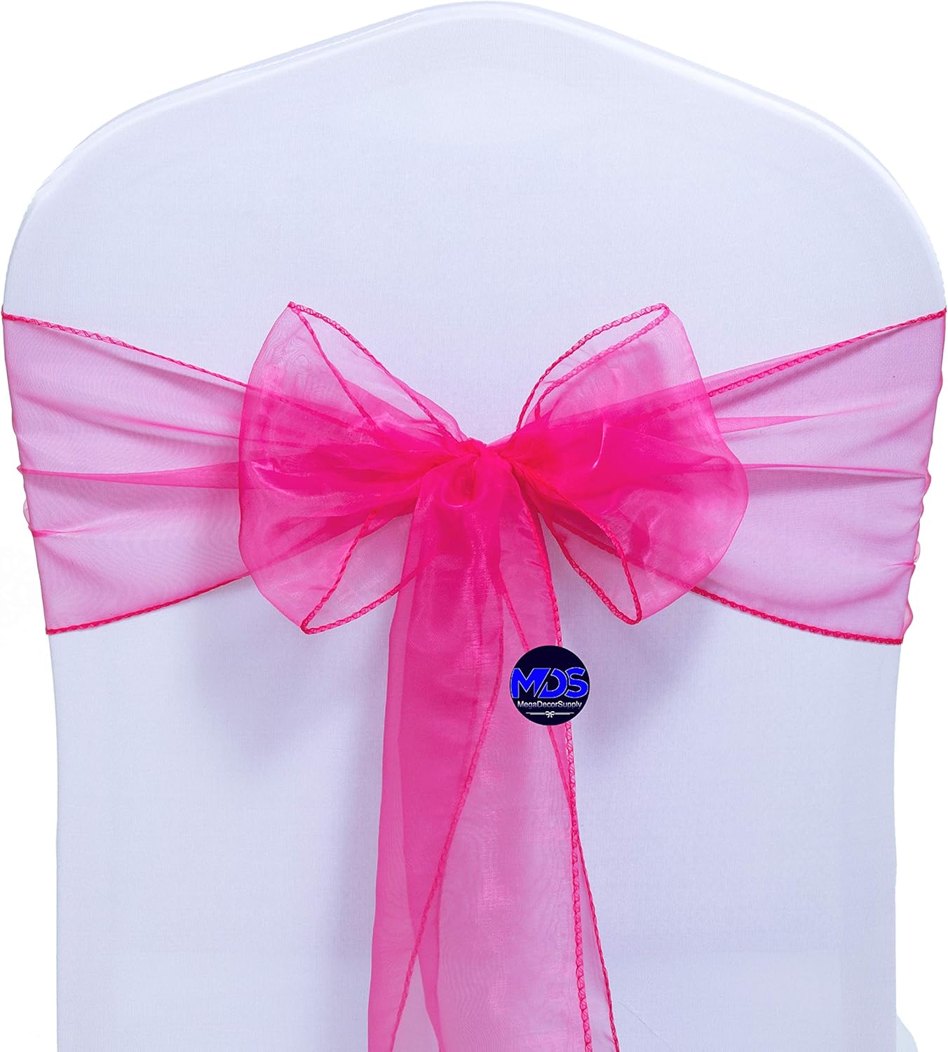 MDS Pack of 200 PCS Organza Chair Sashes Wider Dining Chair Bows Ribbon Tie Back for Wedding Party Birthday Bridal Shower Reception Event Banquet Home Chair Cover Decoration - Magenta