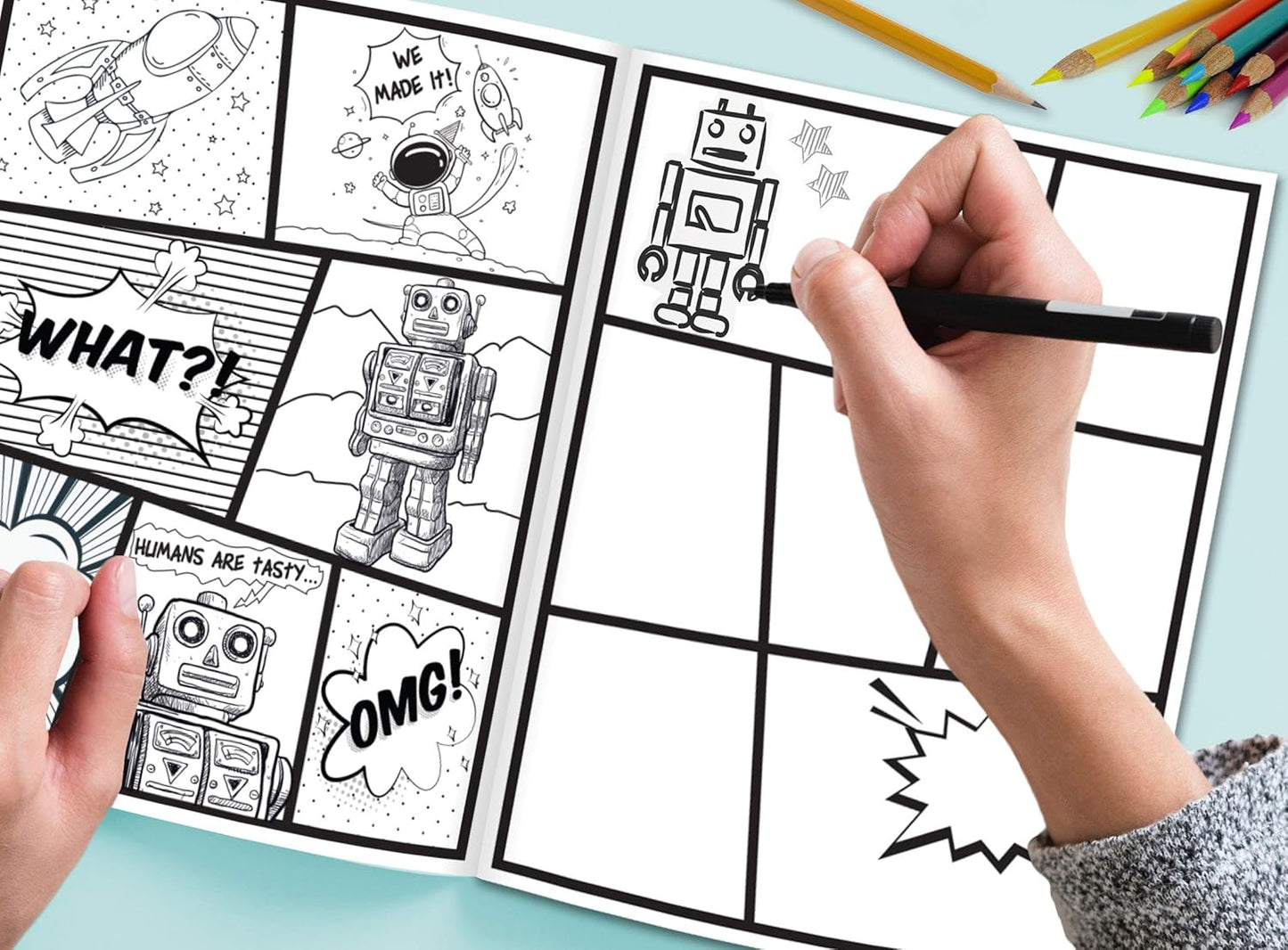 Blank Comic Book | Set of 2 | Create Your Own Comics and Cartoons with 5 Comic Templates | Blank Books for Kids | Creative Gift Idea | Road Trip Essentials