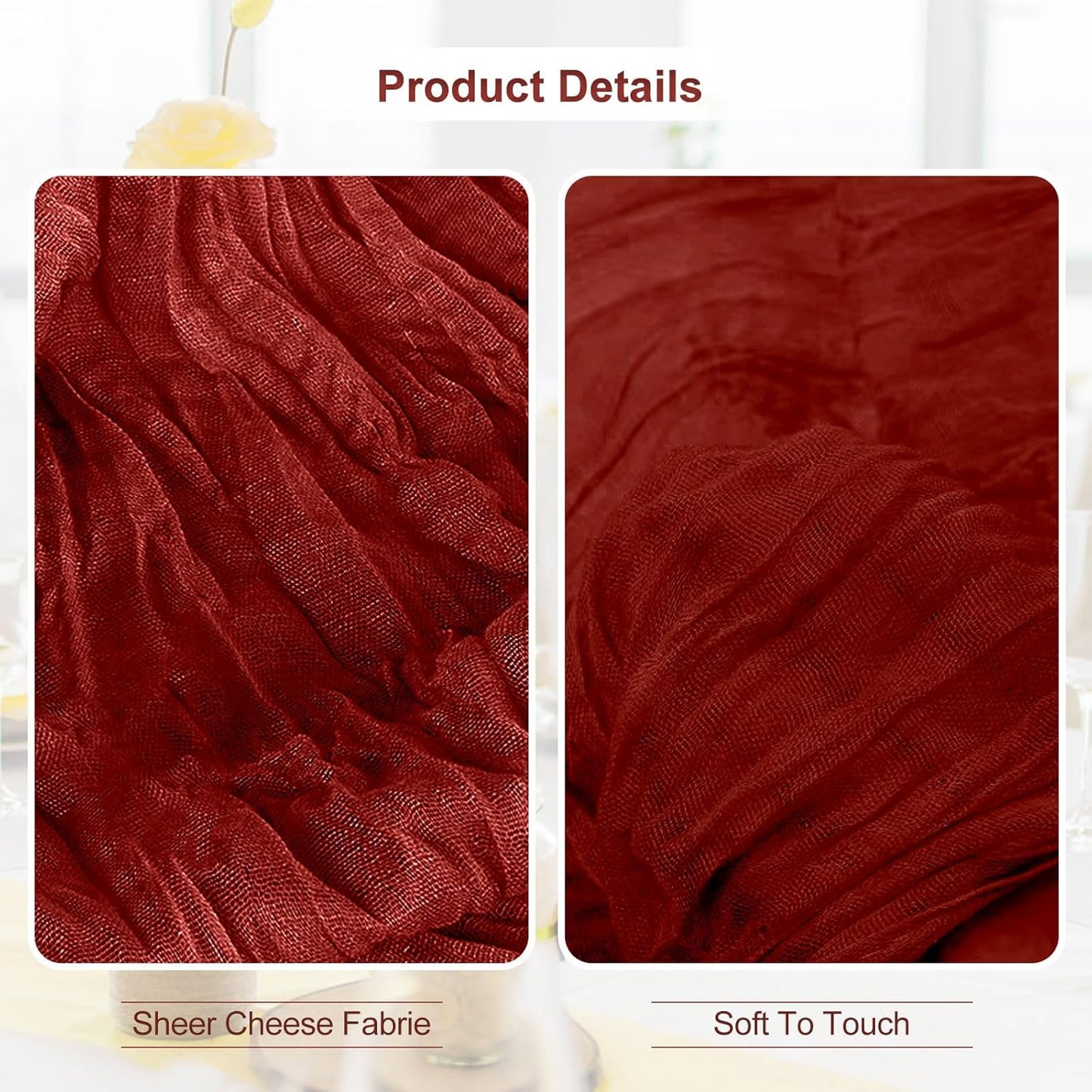 6 Pack Terracotta Cheesecloth Table Runner 35x120 Inch 10Ft Rustic Gauze Cheese Cloth Thanksgiving Table Runner Sheer Cheesecloth Table Runners for Wedding Party Bridal Shower Decoration