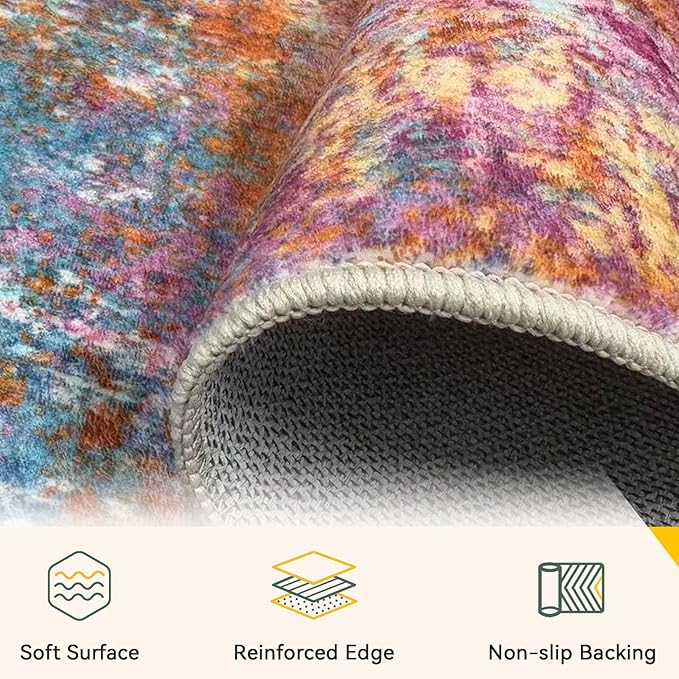 RELEANY Washable Area Rugs 3'x5' Non-Slip Modern Abstract Soft - Image 4