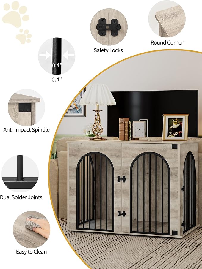 Hzuaneri 43.3" Wooden Dog Crate Furniture, Indoor Dog Kennel Dogs Cage - Image 6
