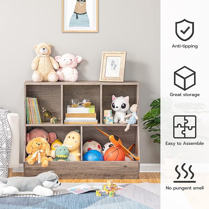 HOOBRO Kids Bookshelf, Bookcase Footboard, Toy Storage Cubby, Children's Toy - Image 6