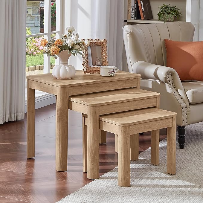 Joaxswe Farmhouse Nesting Tables Set of 3, Nesting Side Tables by Joaxswe