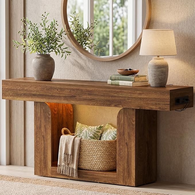 Homieasy Console Table, Farmhouse Wooden Sofa Table Behind Couch, Narrow by Homieasy