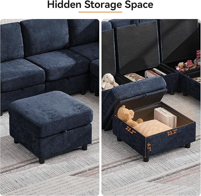 WUTUTUEE 25'' Square Storage Ottoman Module - Image 4