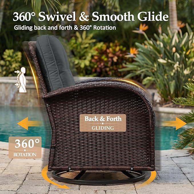 UPHA 6 Pieces Patio Furniture Sets, Wicker Outdoor Sofa Set - Image 3