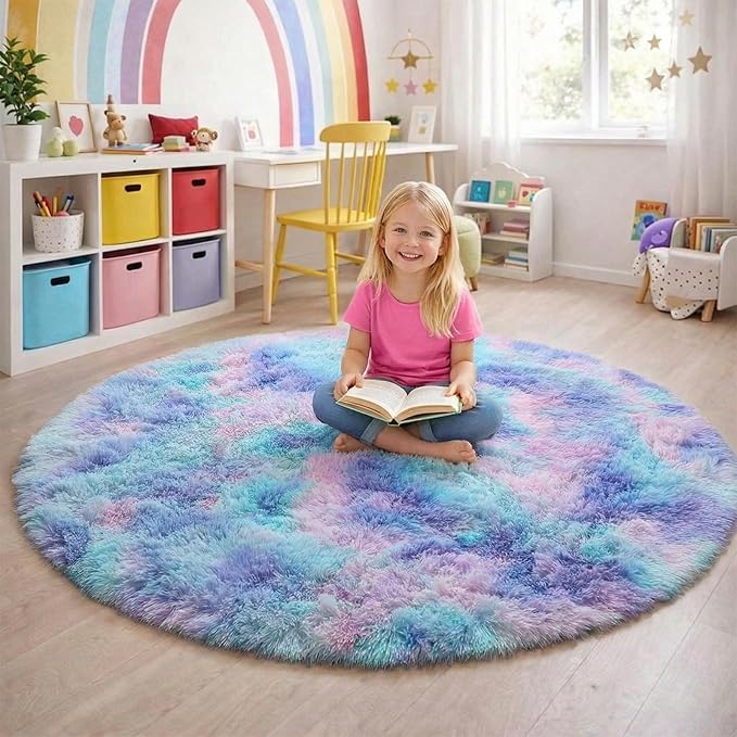 Amdrebio Purple Rainbow Round Rug 6Ft - Image 3