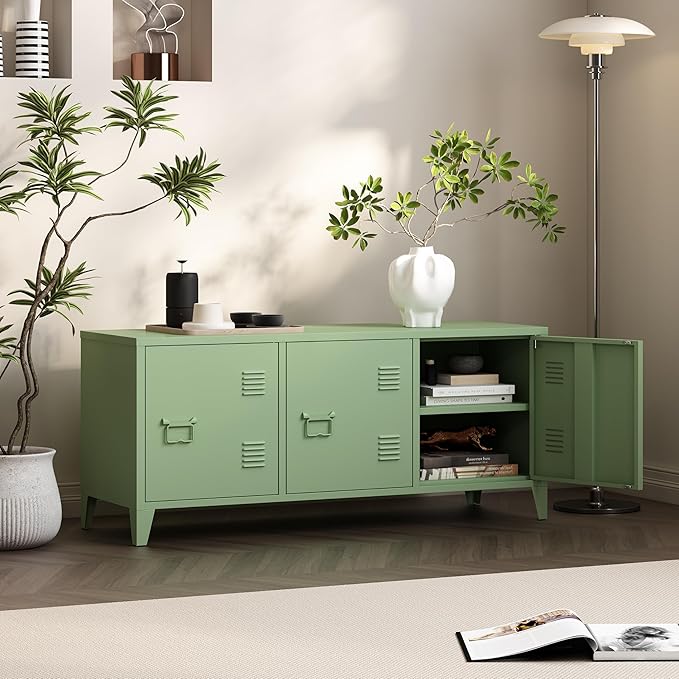 MIOCASA Metal Storage Cabinet, 3 Door TV Stand, Metal TV Cabinet - Image 5