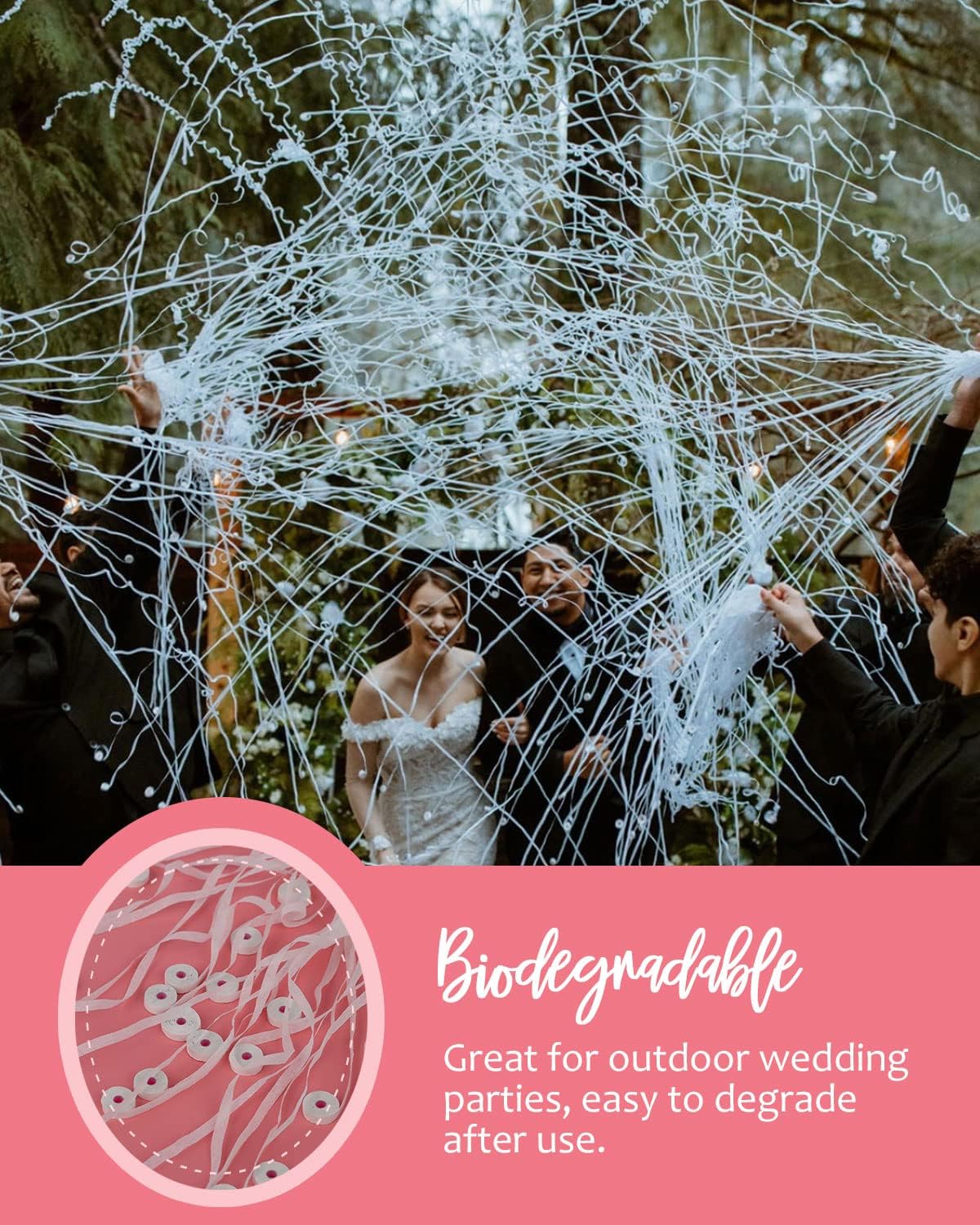 BATTIFE 10Pack Streamers Poppers - White Hand Throw Confetti Poppers, No Mess Paper Crackers for Birthday Wedding Party Celebrations, White