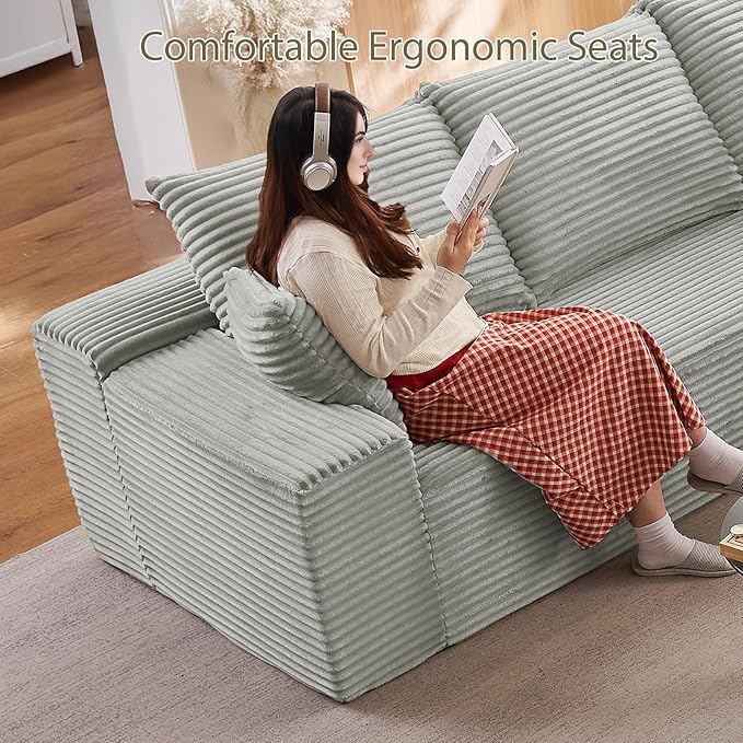 140" Sectional Cloud Couch for Living Room, Modular Floor Deep-Seat Sofa - Image 4