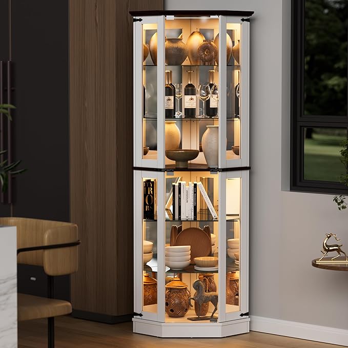 PAKASEPT 71'' Farmhouse Display Curio Cabinet - Image 3