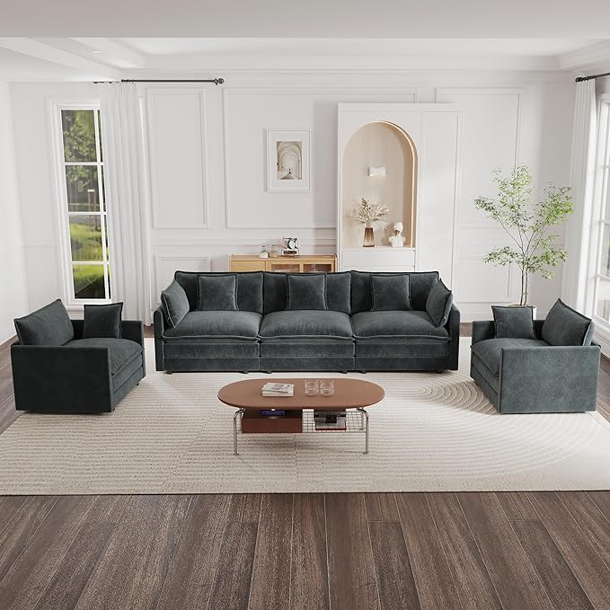 mikibama Luxury 3 Piece Sofa Set, 2 Pieces of Single Sofa and 1 Piece of 3 by Mikibama