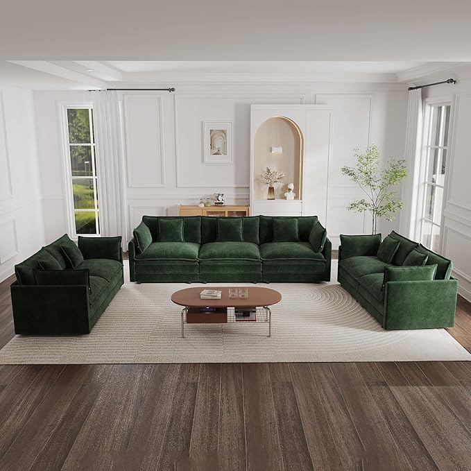 mikibama Luxury Oversized 3 Piece Sofa Set, 2 Pieces of 2 Seater and 1 Piece of by Mikibama