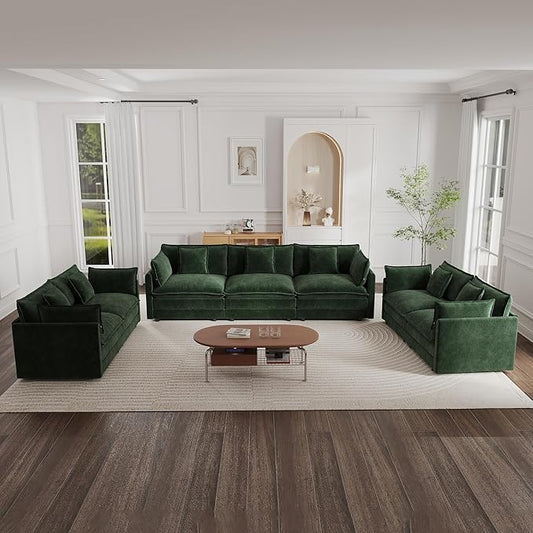 mikibama Luxury Oversized 3 Piece Sofa Set, 2 Pieces of 2 Seater and 1 Piece of by Mikibama