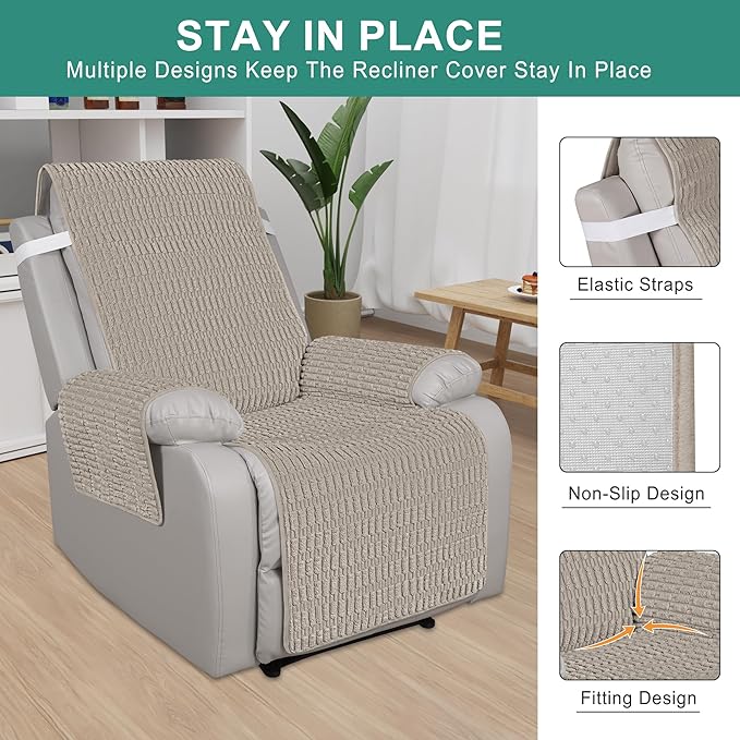 Foxdecor Recliner Chair Covers, Recliner Cover Non-Slip Chair Covers, Washable - Image 3