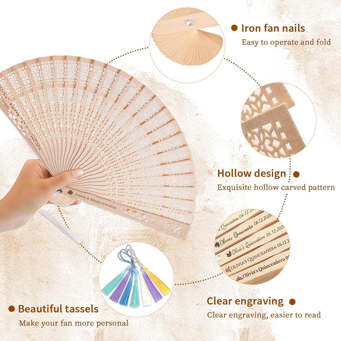 30Pcs Custom Wedding Fans for Guests with Text/Logo, Fans for Wedding Guests, Personalized Hand Fans for Party Bridal Shower Wedding Guest Favors (30)
