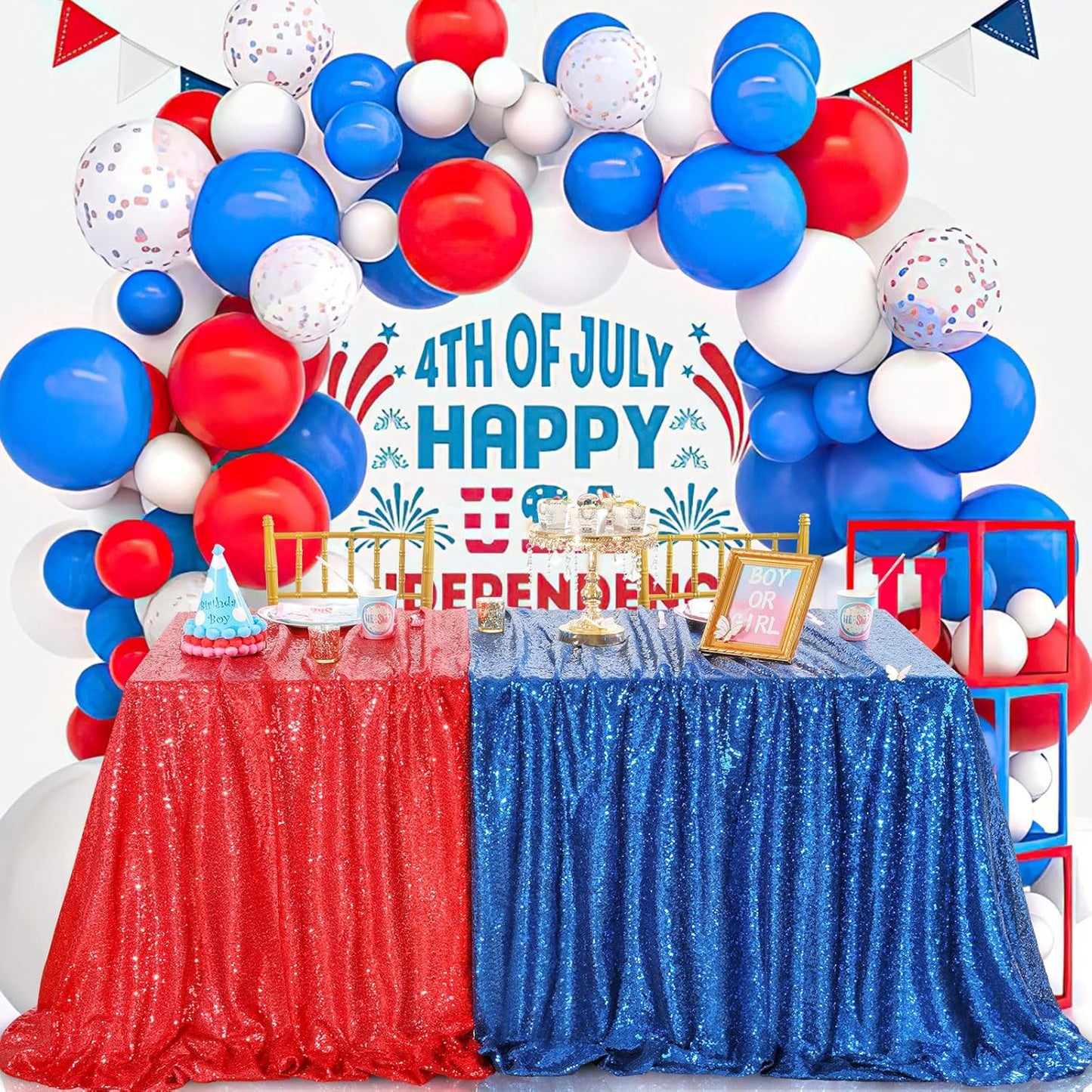 QueenDream Sequin Tablecloth Royal Blue Party Decorations: 60x102 Inch Glitter Table Cloth for Wedding Graduations Anniversaries Banquets