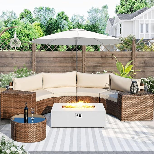 ECOTOUGE 8-Piece Half-Moon Curved Patio Furniture Set by ECOTOUGE