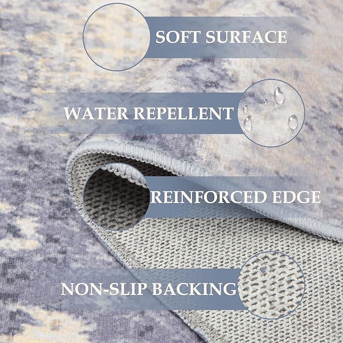 RELEANY Washable Area Rugs 8'x10' Non-Slip Modern Abstract Soft - Image 2