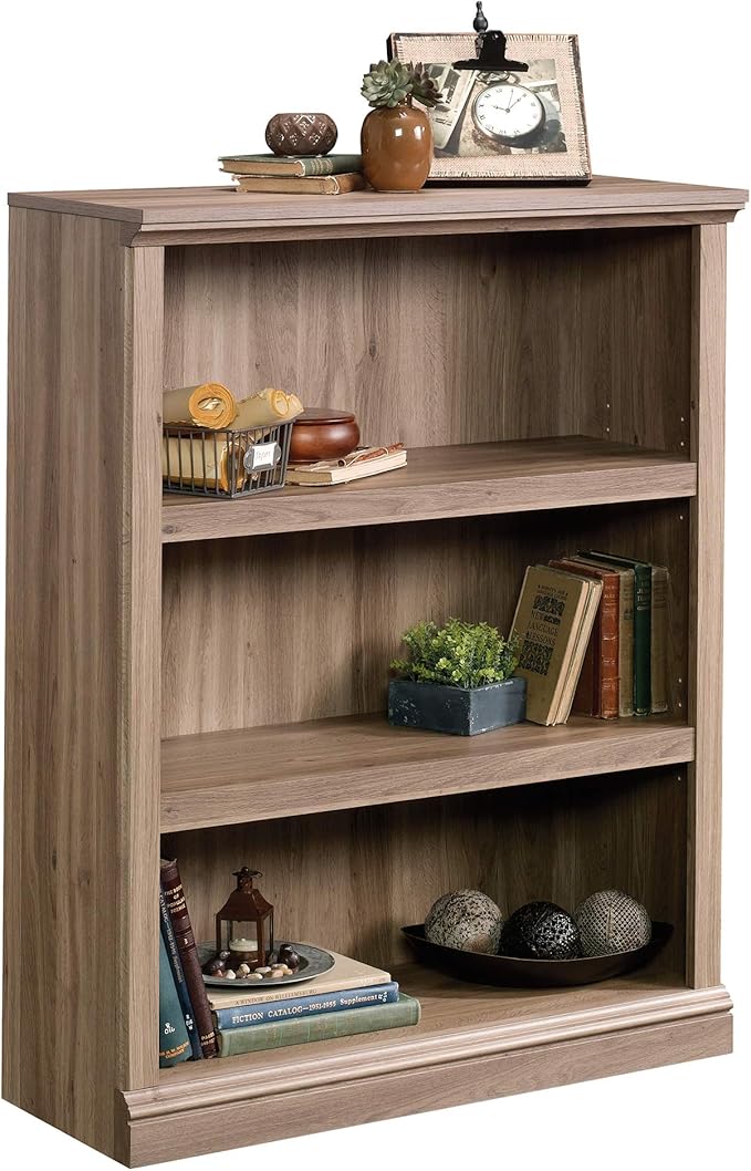 Sauder Miscellaneous Storage 3-Shelf Bookcase/ Book shelf, Salt Oak finish - Image 4