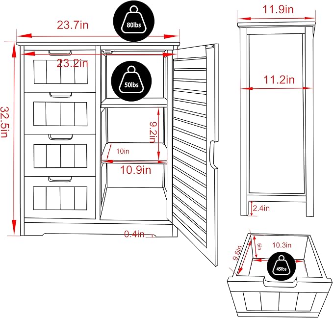 Yardenaler Bamboo Bathroom Storage Cabinet - Image 3