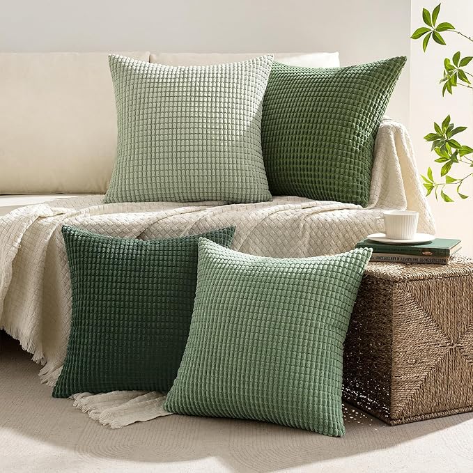 MIULEE Sage Green Pillow Covers 20x20 Inch Set of 4 Spring Boho Farmhouse Home - Image 3