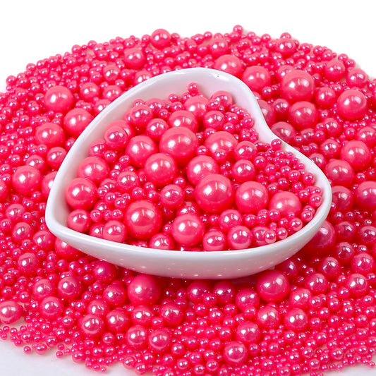 Edible Pink Sugar Pearl Sprinkles, Pearl Sugar Sprinkles, Cake Decorations, Cupcake Toppers, Ice Cream Toppings, Wedding Party Halloween Christmas Supplies,180g/6.35oz