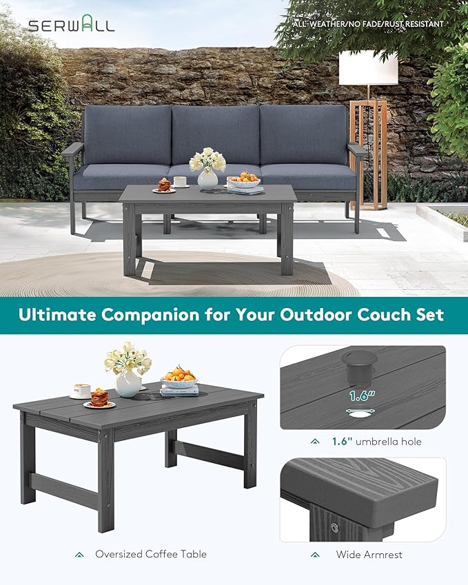 SERWALL Outdoor Sectional Sofa Set, 5-piece Outdoor Modula Couch Set - Image 6